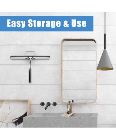 Shower Squeegee Bathroom Window Glass Squeegee All-Purpose Silicone Blade Window Glass Wiper Tools Raclette Douche for Doors Window Car Mirror Glass Ceramic Wall with Hook(10 inch Silver) - Buy Online on GoSupps.com