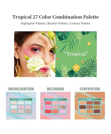 Docolor 3 in 1 Makeup Palette - 27 Colors Contour, Highlighter, Blush | Long Lasting, Waterproof Eyeshadow Palette - Tropical Gift Kit - Buy Online on GoSupps.com