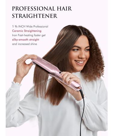 LANDOT Ceramic Flat Iron Hair Straightener - 1.75" Professional Flat Iron for All Hair Types | Adjustable Temp 250 -450 | Dual Voltage Fast Heating - Buy Online on GoSupps.com