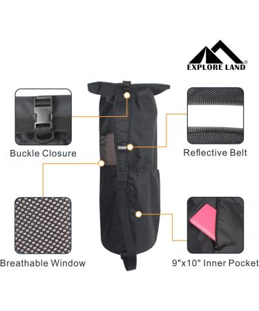Explore Land Oxford Yoga Mat Storage Bag with Breathable Window and Large Pocket - Fits 1/2 Inch Yoga Mat - Black - Buy Online on GoSupps.com