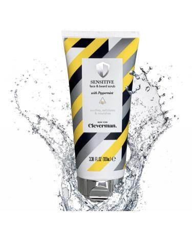 Cleverman Sensitive Face and Beard Scrub 100ml Invigorating Facial Cleanser Enriched With Peppermint to Calm Skin Jojoba to Exfoliate and Our Organic Triple-Oil System for Nourishment Sensitive 3.38 Fl Oz (Pack of 1)