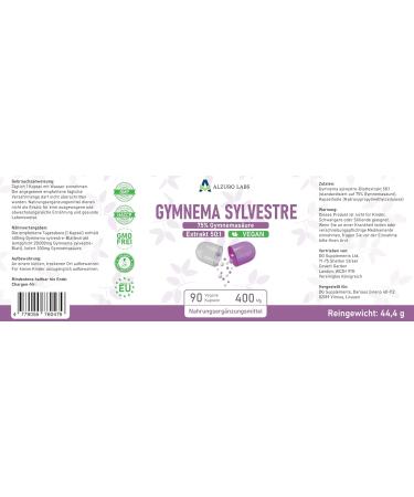 Gymnema Sylvestre 20 000mg | Extrait 50:1 (400mg) (75% Acide Gymn mique) | 90 G lules V ganes | Haute Concentration | quilibre Naturel de la Glyc mie | Certifi GMP - Buy Online on GoSupps.com
