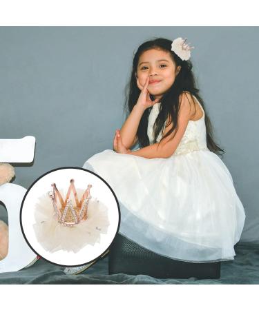 Uonlytech Strass Crown Hair Clip - Princess Tiara Bobby Pins for Girls - Crystal Hair Clasp for Children - Beige - Buy Online on GoSupps.com