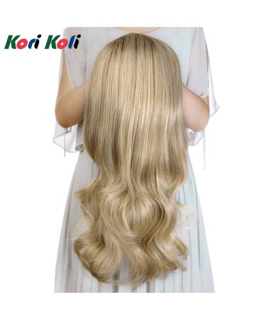 Blonde Long Wavy Clip-in Half Head Wig Extension - 210g Synthetic Hair for Women 8-22 - Buy Online on GoSupps.com