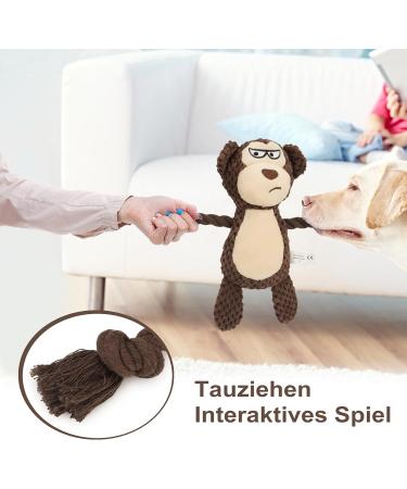 Tonyfy Dog Toys - Interactive Squeaky Plush & Cotton Rope Toys for Small & Medium Dogs | Brown Monkey Design - Buy Online on GoSupps.com