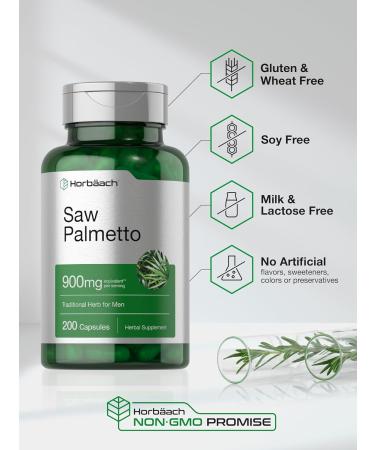 Horbaach Saw Palmetto Extract | 900mg | 200 Capsules | Non-GMO and Gluten Free Formula | Traditional Herb Supplement | from Saw Palmetto Berries Unflavored 200 Count (Pack of 1) - Buy Online on GoSupps.com