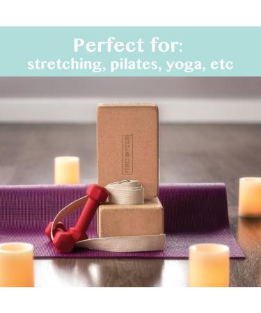 Cork Wood Yoga Blocks 2 Pack - Premium Lotus Design - 9 x 6 x 4 inches - Buy Online on GoSupps.com