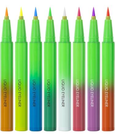 Matte Color Eyeliner Pen Liquid Eyeliners | 8x Matte Color Neon Eyeliners - Waterproof Smudge Proof Long Lasting Eye Liner for Women - Buy Online on GoSupps.com