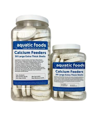 Aquatic Foods Inc. Calcium Feeder Large Shells. Extra Thick Shells for Shrimp Snails Crabs Crayfish Hermit Crabs and All Tropical Fish 50 Count Jar 50 Count (Pack of 1)