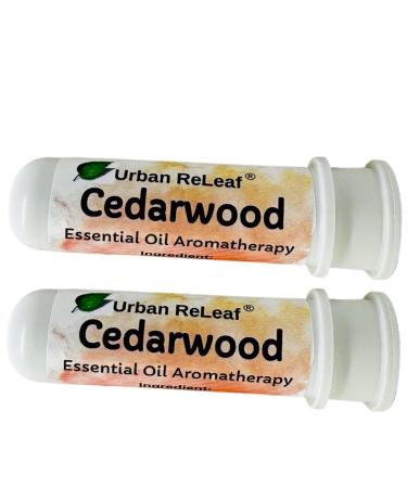 Urban ReLeaf Cedarwood Essential Oil Aromatherapy Nasal Inhalers Set of 2 Pure Undiluted Thuja Oil Easy Open Snap Top. Made in USA. Alcohol-Free. No Mess. Pocket Size.