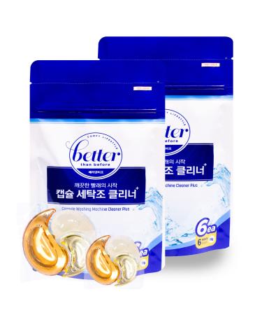 Washing Machine Cleaner Triple Pods, Cleaning Liquid Pacs by Betterthanbefore, Odor Removal, Deep Cleaning Formula, Compatible with Front Loader & Top Load Washer, 1 Year Supply (6 Pods, Pack of 2)