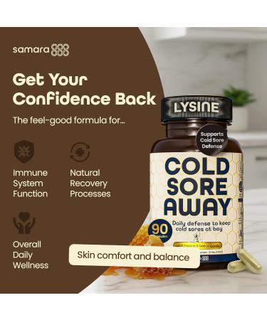 Samara 888 L Lysine Cold Sore Treatment Support Herbal Cold Sore Supplement w/Zinc Picolinate Olive Leaf Extract Beta Glucan & Bee Propolis for Skin & Lip Health 90 Capsules - Buy Online on GoSupps.com