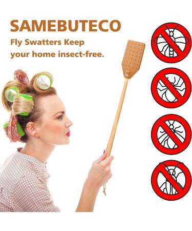SAMEBUTECO Heavy Duty Leather Fly Swatter - Brown Leather/Beech Wood Handle - 19.7 - Indoor/Outdoor Use - Buy Online on GoSupps.com