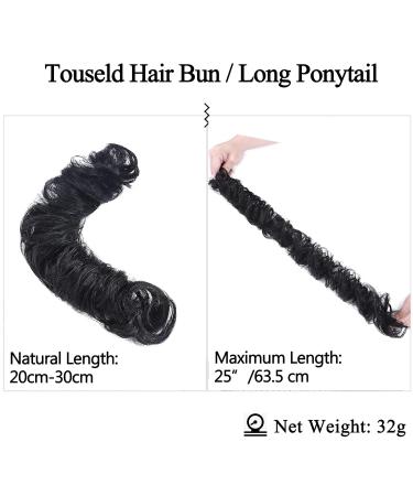 SEGO Long Hairpiece Hair Tie Extensions - Real Hair Messy Bun Updo Voluminous Wavy Hair Extension (32G) - Black#1 - Buy Online on GoSupps.com
