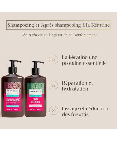 Arganicare | Duo Shampoo + Conditioner | With Keratin | Regenerates and Intensely Protects Damaged Hair | Anti-hair loss | Shiny Effect | All hair types | 1x400 ML+ 1x400mL - Buy Online on GoSupps.com