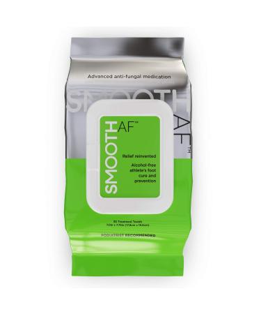 SMOOTH AF Medicated Athlete s Foot Wipes  Fast Relief Antifungal Cures + Prevents  Total Foot Care  Tolnaftate 1%  Proven Clinically Effective  No Alcohol  American Podiatric Medical Assoc Approved 30 Count (Pack of 1)