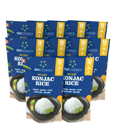 Shirataki Rice, DIET COOKER Konjac Rice 10 Pack Inside, Keto & Vegan Friendly, 9.52 oz, Odor Free, Low Calorie, Zero Net Carbs, Slim Rice Healthy Diet Food