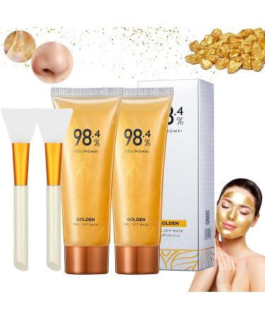Gold Peel Off Mask 98.4% Gold Facial Mask 24K Golden Peel Off Mask Blackhead Remover Mask Gold Face Mask for Moisturizing Deep Cleansing Reduces Fine Lines and Cleans Pores Gold Exfoliating Mask