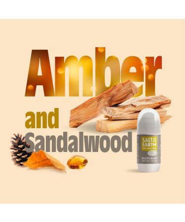 Salt of the Earth Amber & Sandalwood Natural Deodorant Roll On - 100% Natural, Vegan, Cruelty Free - 75ml - Buy Online on GoSupps.com