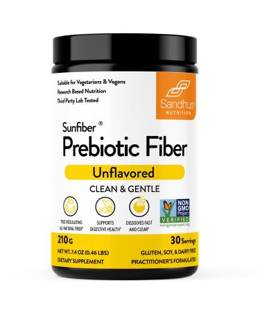 Sandhu's Prebiotic Fiber Supplement Powder  SunFiber  Unflavored Prebiotic Fiber Supplement for Digestive & Colon Health - Gluten Free Powder  Supports Gut Health in Men & Women