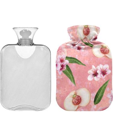NAANLE 1L Hot Water Bottle with Peach Cherry Blossom Cover - Ideal for Bed Hand & Foot Warmer Pain Relief & Heat Therapy - Buy Online on GoSupps.com