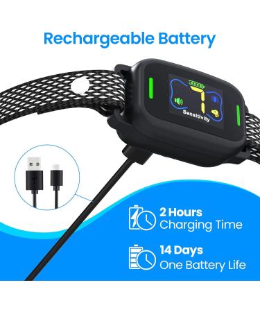 Rechargeable Anti Bark Collar for Dogs | 7 Sensitivities Vibration & Beep | Stop Barking Deterrent | 22-110lbs | Black - Buy Online on GoSupps.com