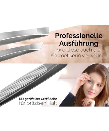 Professional Eyebrow Tweezers Set - Slanted Pointed & Straight Tweezers with Case | Best for Precision Grooming & Hair Removal - Buy Online on GoSupps.com
