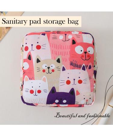FSNUOP Sanitary Pad Storage Bag Period Bag for School Mini Sanitary Towel Storage Bag Cute Pattern Portable Zipper Suitable for Ladies Girls Students Etc(Pink Kitten) - Buy Online on GoSupps.com
