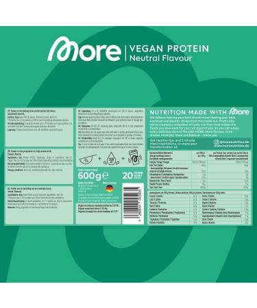Buy MORE NUTRITION Total Vegan Protein V3 - Unflavoured 600g | Premium Plant-Based Protein for International Shipping - Buy Online on GoSupps.com