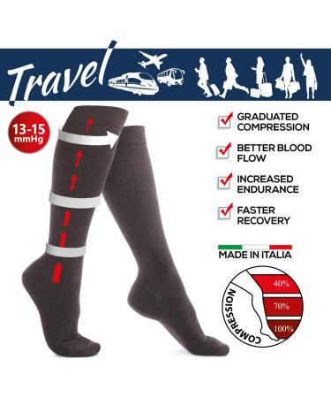 Knee High Compression Socks 13-15 mmHg - Unisex Cotton Blend Black XL | International Shipping - Buy Online on GoSupps.com