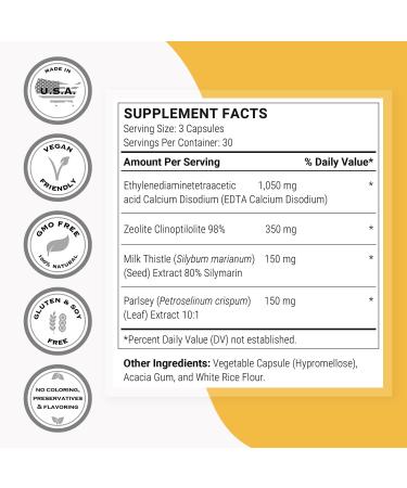 Supersmart - EDTA Zeolite 98% (Advanced Formula) - with Milk Thistle & Parsley - High Potency Supplement | Made in USA | Non-GMO & Gluten Free - 90 Vegetarian Capsules - Buy Online on GoSupps.com