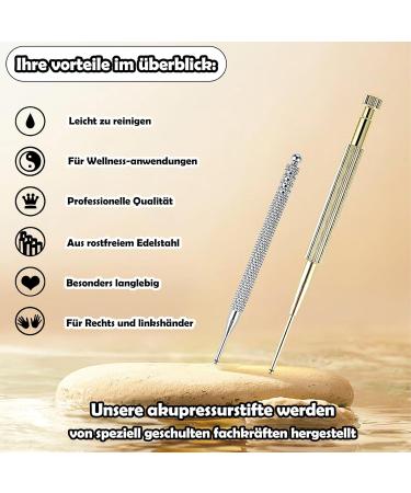 2-Piece Acupressure Pen Set | Stainless Steel & Copper Meridian Pencil Tools for Face Ears & Soles | International Shipping - Buy Online on GoSupps.com