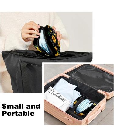 Menstruation Pad Bag with Zipper | Stylish Napkin & Tampon Collection Bag for Women & Girls | Golden Polygonal Shapes & Sunflowers - Buy Online on GoSupps.com