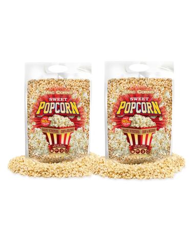 Mac-Corns (2 Pack x 1kg) Sweet Popcorn New Re-sealable Mega Pack Traditionally Popped Sweet Popcorn Free From: GM Nut Sesame Gluten Soy