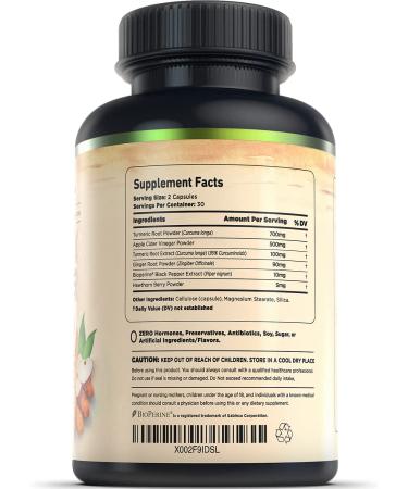 Nature's Base Turmeric & Ginger with Apple Cider Vinegar - 60 Capsules for Joint & Digestive Health - Buy Online on GoSupps.com