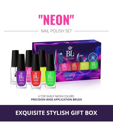 BL Neon Nail Polish Set - 6 Pack Nail Varnish Set with Neon Nail Polish Colors - Quick Dry & Long Lasting Neon 10 ml (Pack of 6) - Buy Online on GoSupps.com