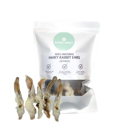 Doggy Direct Natural Hairy Rabbit Ears Dog Treats - 10 PACK