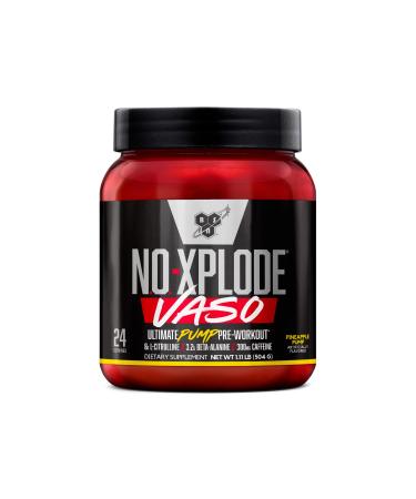 BSN N.O.-XPLODE Vaso Pre Workout Powder with 8g of L-Citrulline and 3.2g Beta-Alanine and Energy, Flavor: Pineapple Pump, 24 Servings Pineapple Pump 24 Servings (Pack of 1)