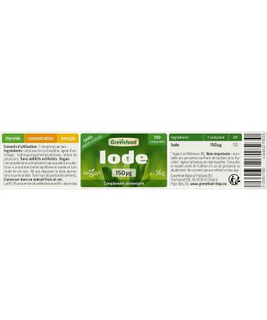 Greenfood Iodine 150 g 180 tablets vegan - important for normal energy metabolism. No artificial additives. No geneticall - Buy Online on GoSupps.com