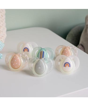 Tommee Tippee Nighttime soother 6-18 months 6 pack of glow in the dark soothers with symmetrical silicone baglet Pink Night - Buy Online on GoSupps.com