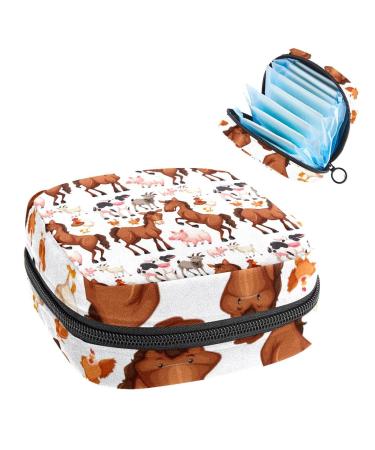 Women's bonds Storage pockets Stillpad Holder Horse Print Portable Period Kit Bag Feminine product bag for women girls color2