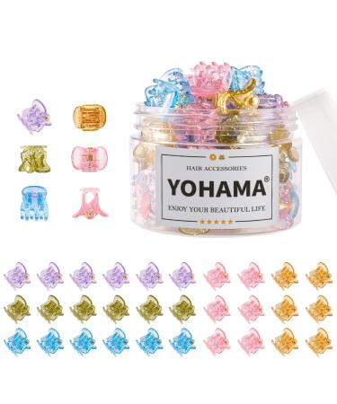 YOHAMA 36 Pcs Hair Clips Glitter Mini Claw Clamp Colorful Great for Design Children Women Girls Hairstyles Decroation Buns Pining Bangs Strong Grip Multifunction Little Clips.