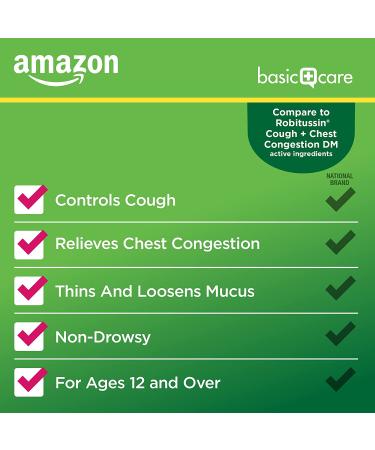 Amazon Basic Care Tussin Cough Plus Chest Congestion DM - Raspberry Flavor - 8.0 fl oz - Buy Online on GoSupps.com