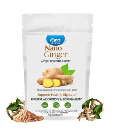 One Planet Nutrition Nano Ginger Root Powder 8 oz (227 Servings) Ginger Root Extract Nano for Superior Absorption Enhances Digestive Health Excipient-Free Non-GMO Vegan Gluten Free Powder 227 g