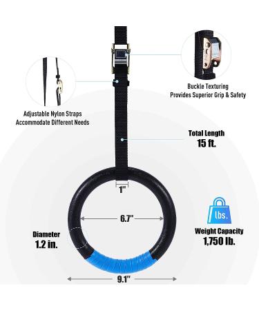 ZELUS Gymnastic Rings - Adjustable Straps, Steel Buckles - Perfect for Pull-Ups, Dips, Strength Training - Black - Buy Online on GoSupps.com