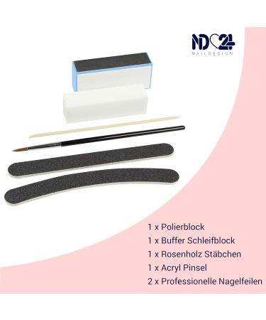 ND24 NAILDESIGN Acrylic Starter Set - 18-Piece Complete Studio Kit with Color Powder Liquid Brush Tips & Accessories for Perfect Acrylic Nails - Buy Online on GoSupps.com
