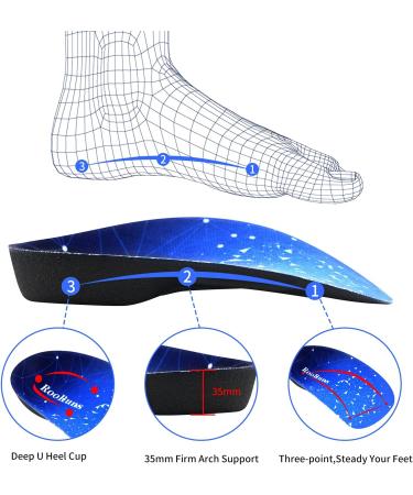 RooRuns Orthotic Inserts 3/4 Length - High Arch Support Insoles for Plantar Fasciitis Flat Feet & Heel Pain Relief | Men's 5-6 & Women's 6-7 - Perfect for Running & Sports - Buy Online on GoSupps.com