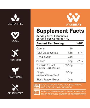 Turmeric Curcumin Gummies with Ginger & Black Pepper Extract - 3 Pack | 80 Count (Pack of 3) | Vegan & Organic Tumeric Supplements for Pain, Inflammation, Joint & Weight Health Support - Gelatin-Free for Adults & Kids - Buy Online on GoSupps.com