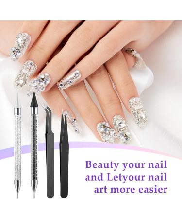 Andibro Rhinestone Picker Tool Set Dual-end Diamond Dotting Pens Wax Pencil Acrylic Pickup Kit for Nail Gems Stones DIY Nail Art Crafts 2 Dotting Pen 2 Wax Tip 2 Nail Art Tweezer(Black+White) - Buy Online on GoSupps.com