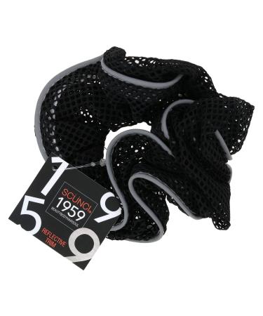 Scunci 1959 Hair Scrunchie  Black with Reflective Trim For Running Outside  1-Piece